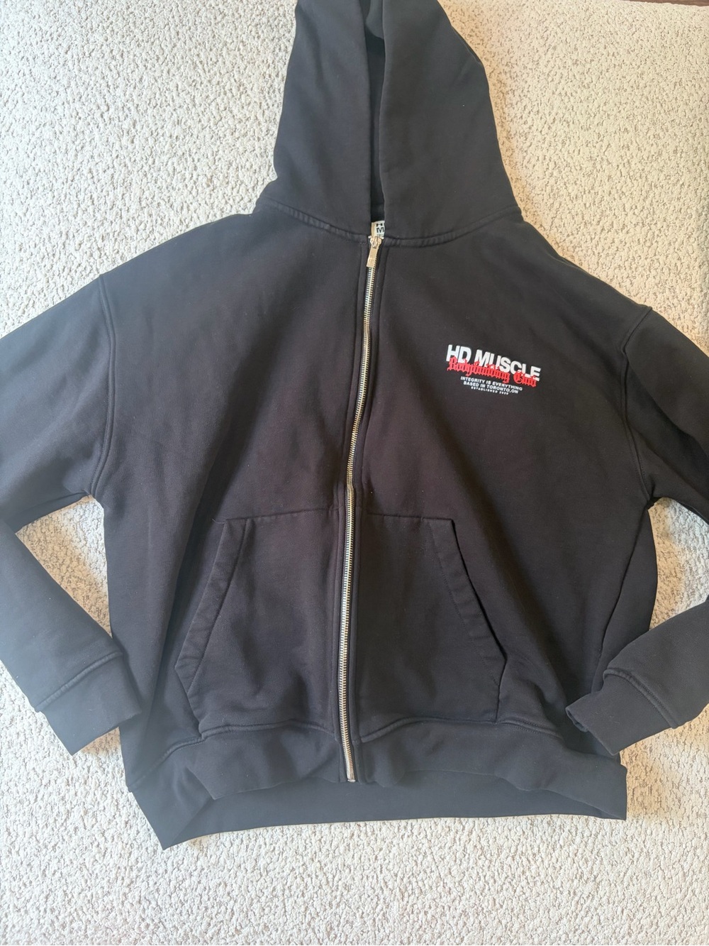 Muscle hd Black Zip-Up Hoodie